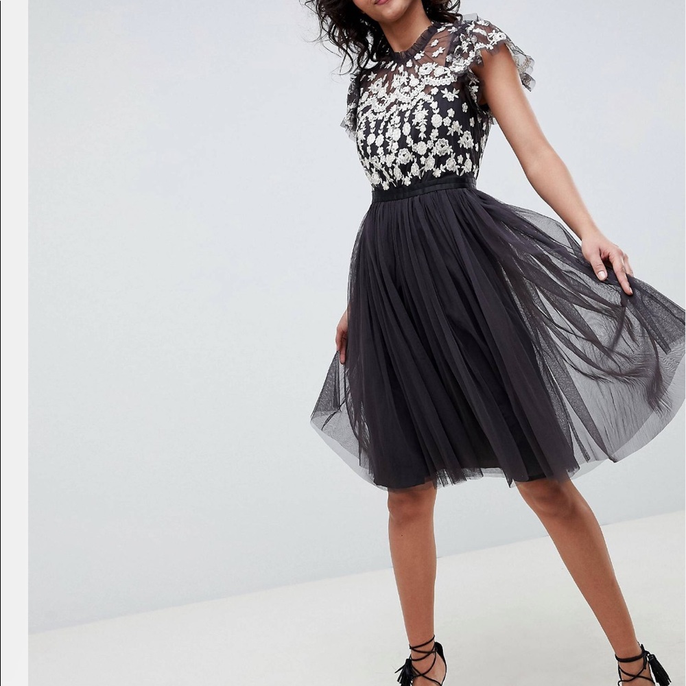 Needle & Thread embroidered bodice tulle midi dress